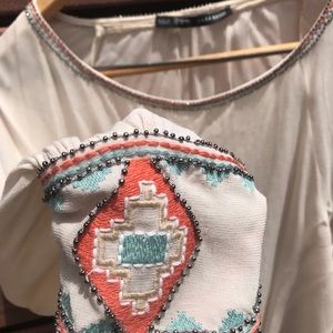 Zara top with sleeve and neck detail